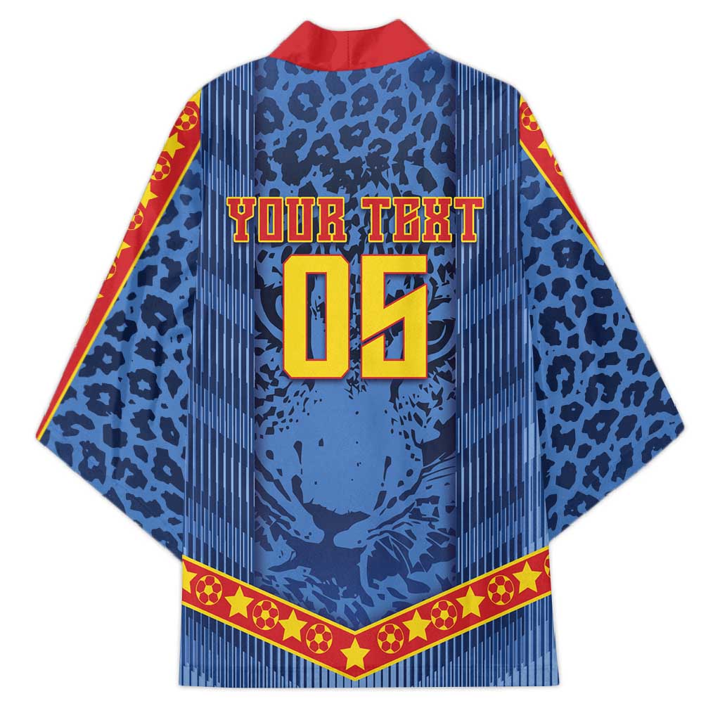 Custom DR Congo Football Kimono Leopard Jaguar Tribal Pattern With Flags