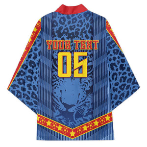 Custom DR Congo Football Kimono Leopard Jaguar Tribal Pattern With Flags