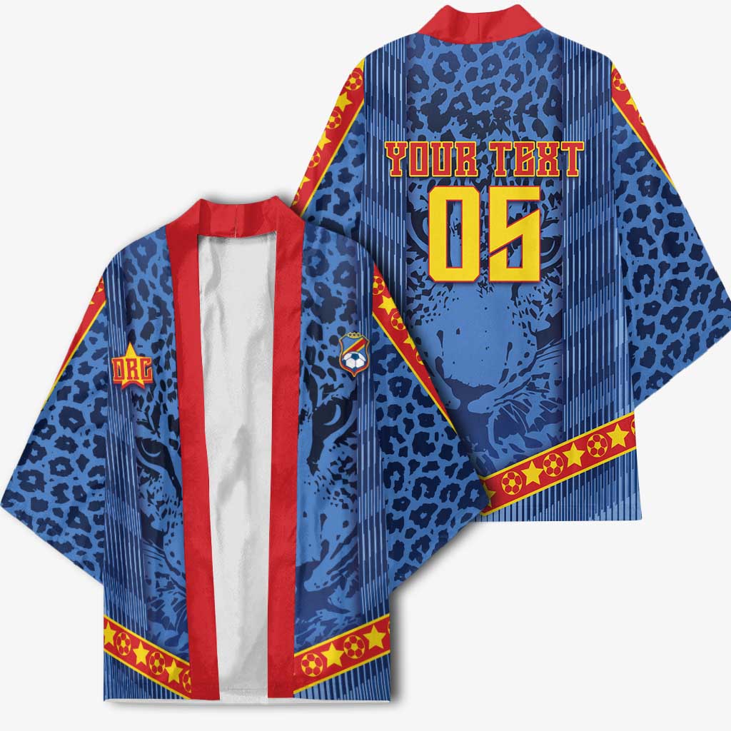 Custom DR Congo Football Kimono Leopard Jaguar Tribal Pattern With Flags