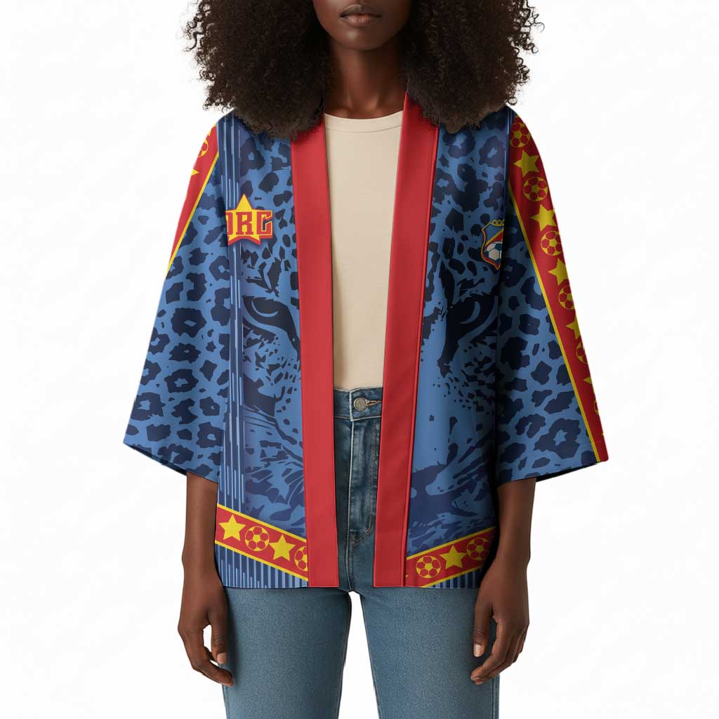 Custom DR Congo Football Kimono Leopard Jaguar Tribal Pattern With Flags