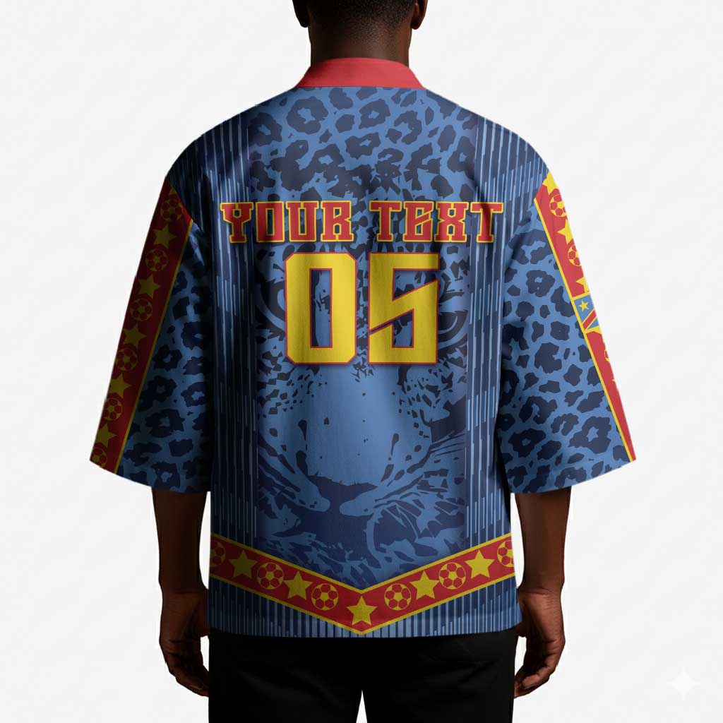 Custom DR Congo Football Kimono Leopard Jaguar Tribal Pattern With Flags