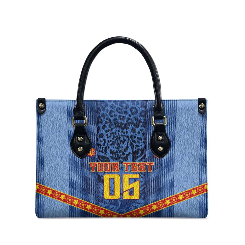 Custom DR Congo Football Leather Bag Leopard Jaguar Tribal Pattern With Flags