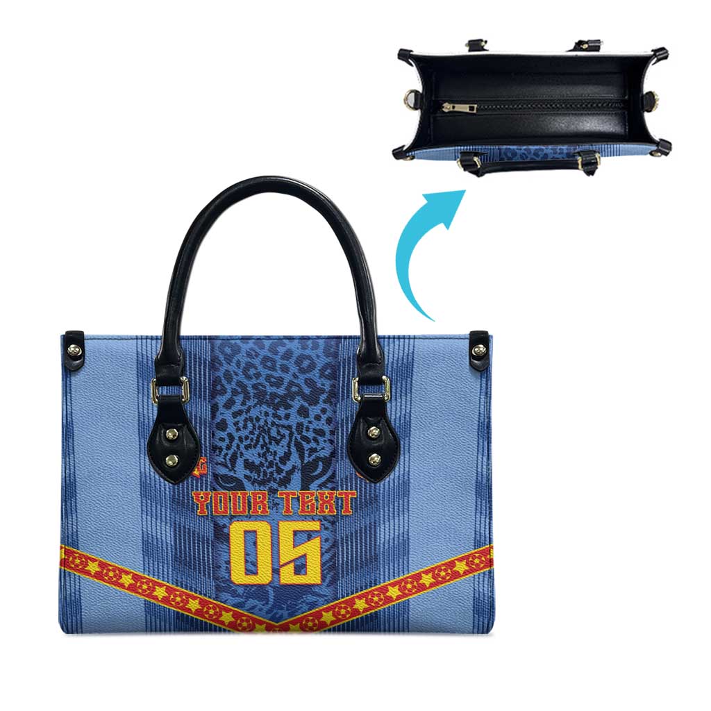 Custom DR Congo Football Leather Bag Leopard Jaguar Tribal Pattern With Flags