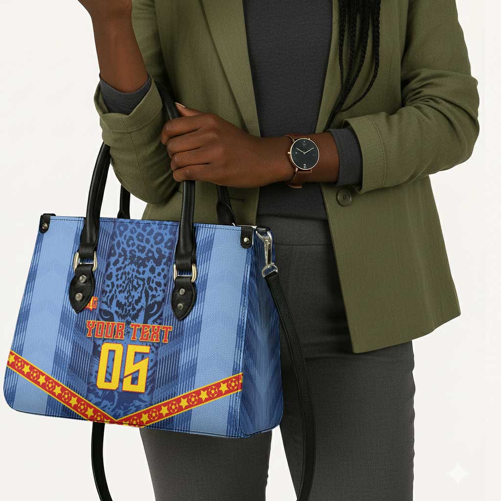 Custom DR Congo Football Leather Bag Leopard Jaguar Tribal Pattern With Flags