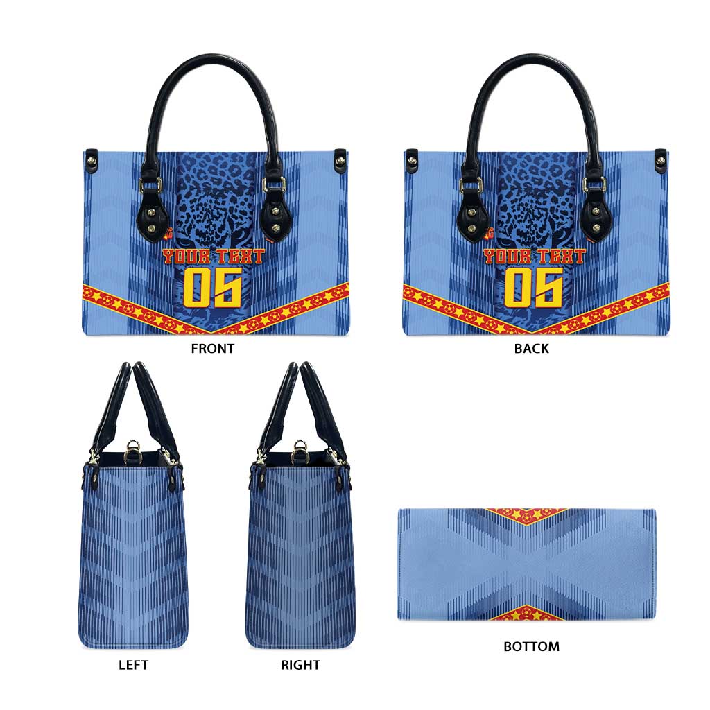 Custom DR Congo Football Leather Bag Leopard Jaguar Tribal Pattern With Flags