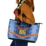 Custom DR Congo Football Leather Tote Bag Leopard Jaguar Tribal Pattern With Flags