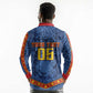Custom DR Congo Football Long Sleeve Polo Shirt Leopard Jaguar Tribal Pattern With Flags