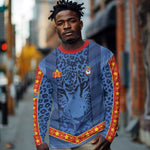 Custom DR Congo Football Long Sleeve Shirt Leopard Jaguar Tribal Pattern With Flags