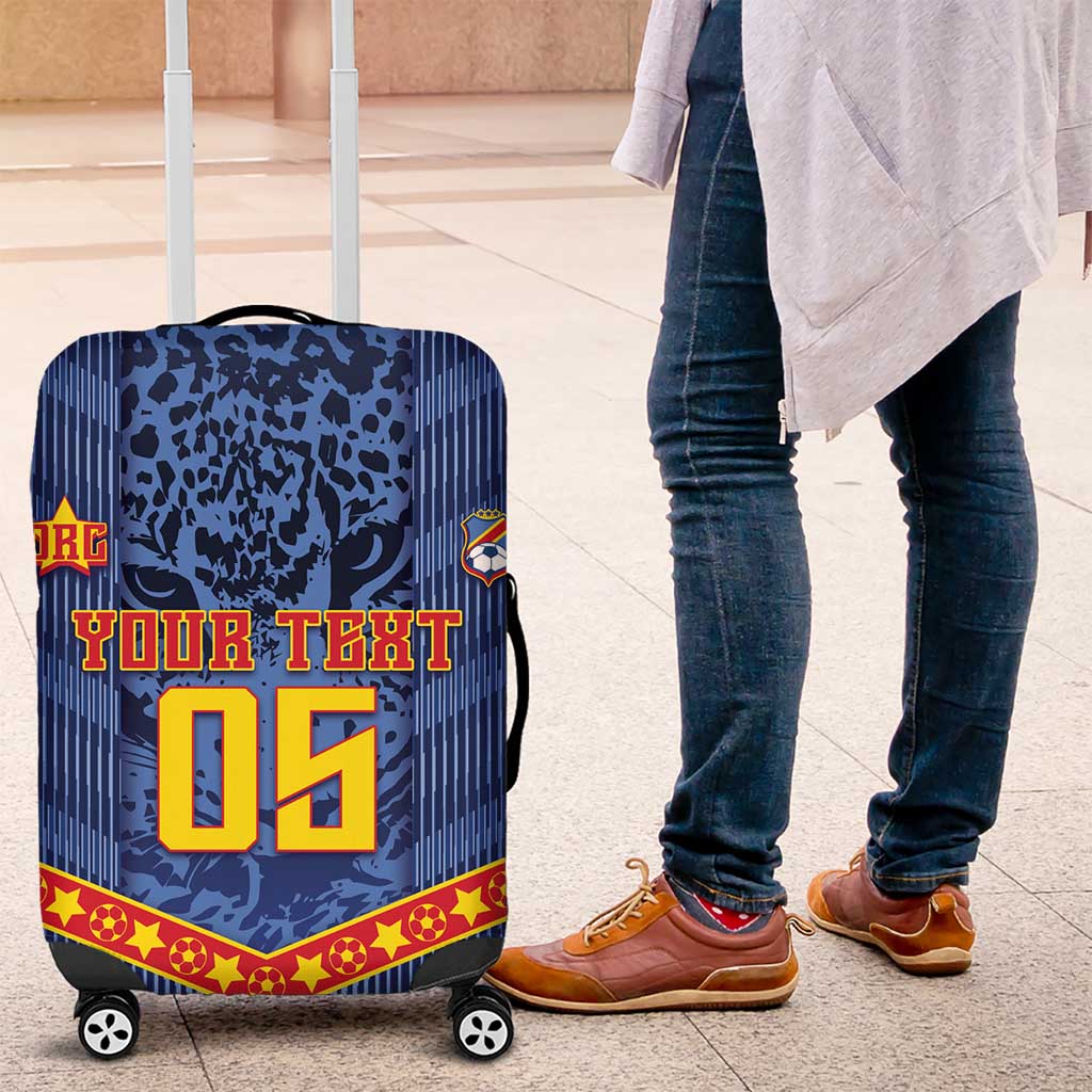 Custom DR Congo Football Luggage Cover Leopard Jaguar Tribal Pattern With Flags