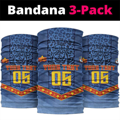 Custom DR Congo Football Neck Gaiter Leopard Jaguar Tribal Pattern With Flags