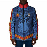 Custom DR Congo Football Padded Jacket Leopard Jaguar Tribal Pattern With Flags