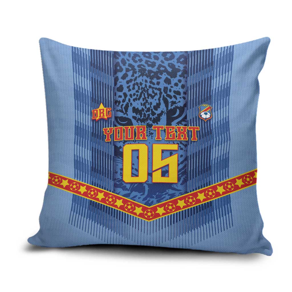 Custom DR Congo Football Pillow Cover Leopard Jaguar Tribal Pattern With Flags