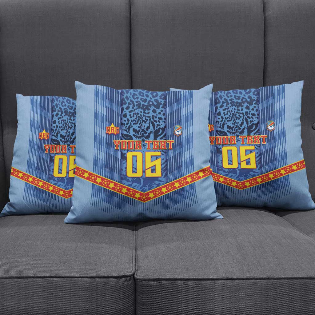 Custom DR Congo Football Pillow Cover Leopard Jaguar Tribal Pattern With Flags