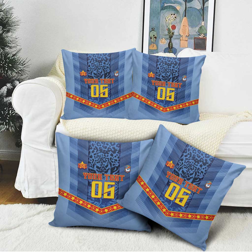 Custom DR Congo Football Pillow Cover Leopard Jaguar Tribal Pattern With Flags