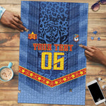 Custom DR Congo Football Puzzle Leopard Jaguar Tribal Pattern With Flags