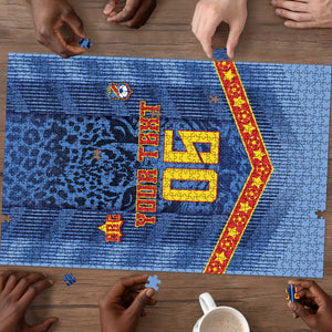 Custom DR Congo Football Puzzle Leopard Jaguar Tribal Pattern With Flags