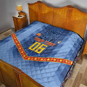 Custom DR Congo Football Quilt Leopard Jaguar Tribal Pattern With Flags