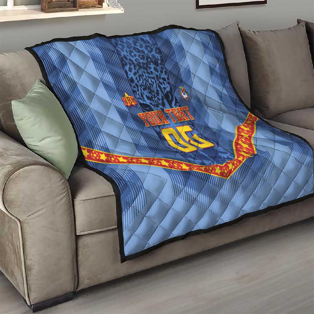 Custom DR Congo Football Quilt Leopard Jaguar Tribal Pattern With Flags