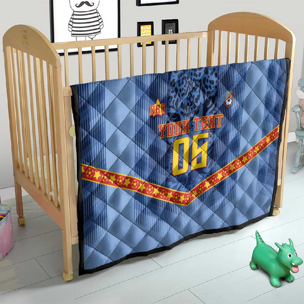 Custom DR Congo Football Quilt Leopard Jaguar Tribal Pattern With Flags