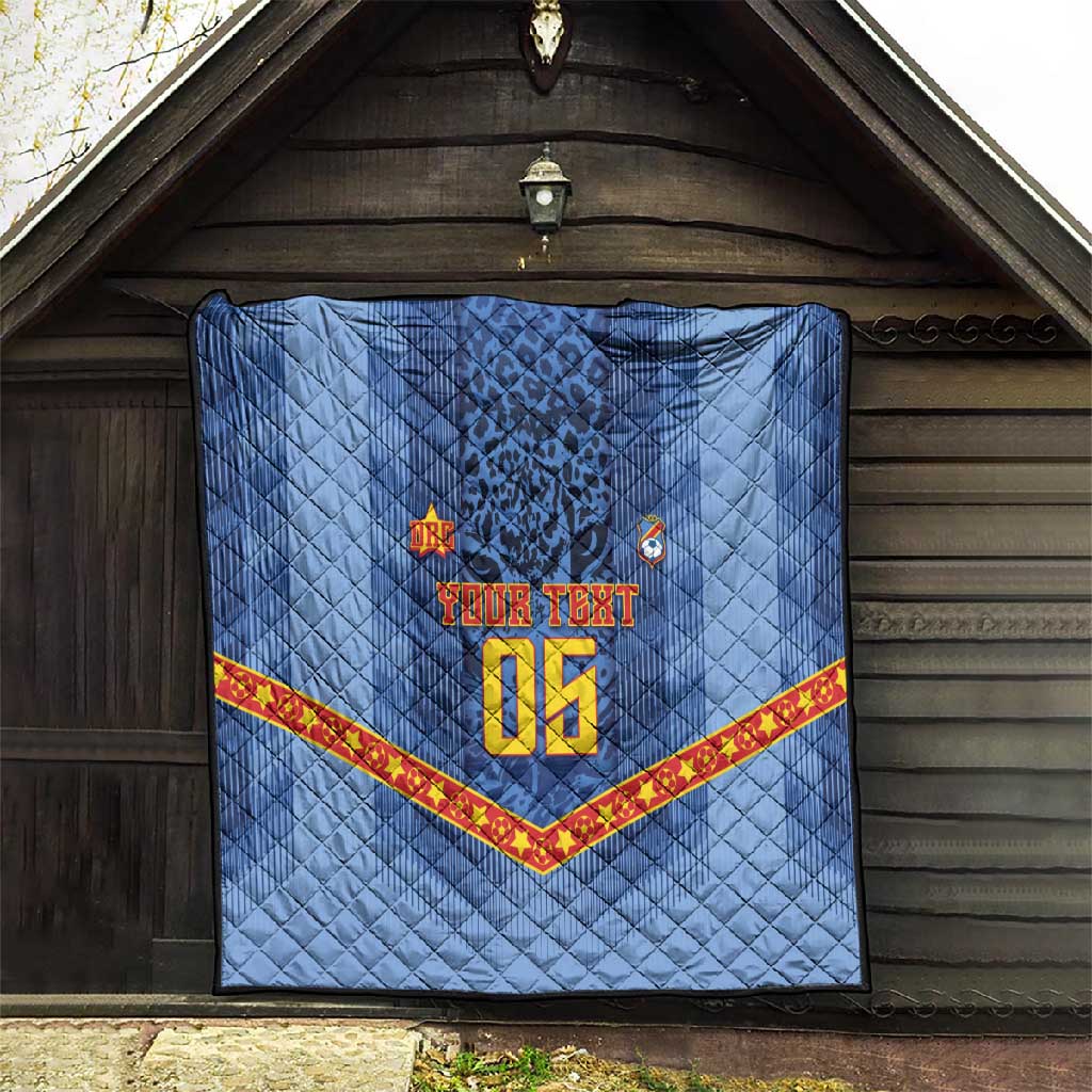 Custom DR Congo Football Quilt Leopard Jaguar Tribal Pattern With Flags