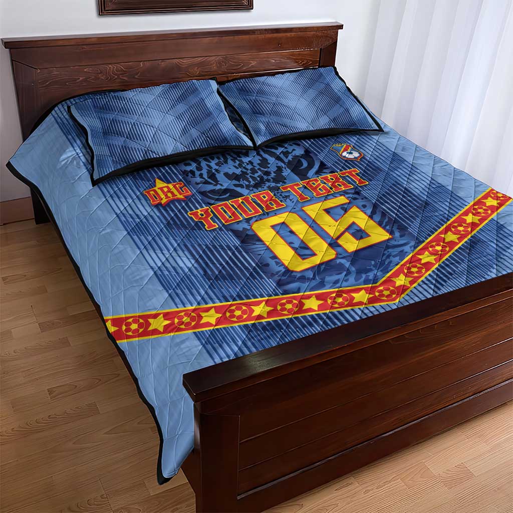 Custom DR Congo Football Quilt Bed Set Leopard Jaguar Tribal Pattern With Flags