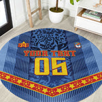 Custom DR Congo Football Round Carpet Leopard Jaguar Tribal Pattern With Flags