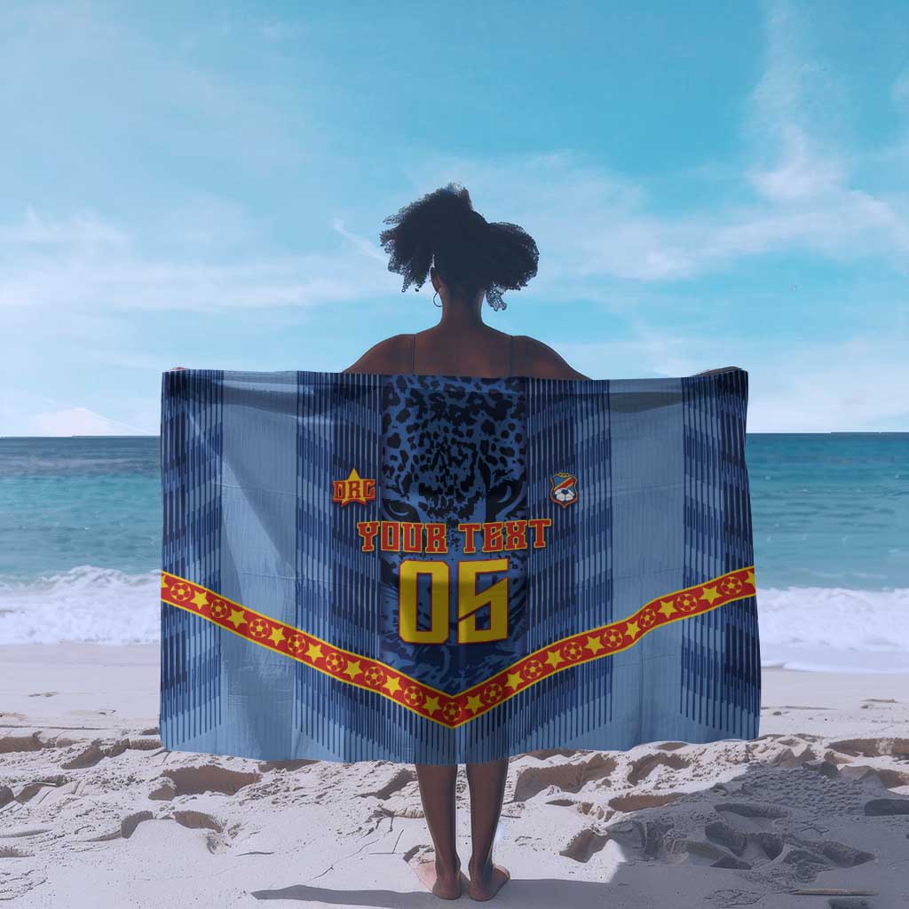 Custom DR Congo Football Sarong Leopard Jaguar Tribal Pattern With Flags