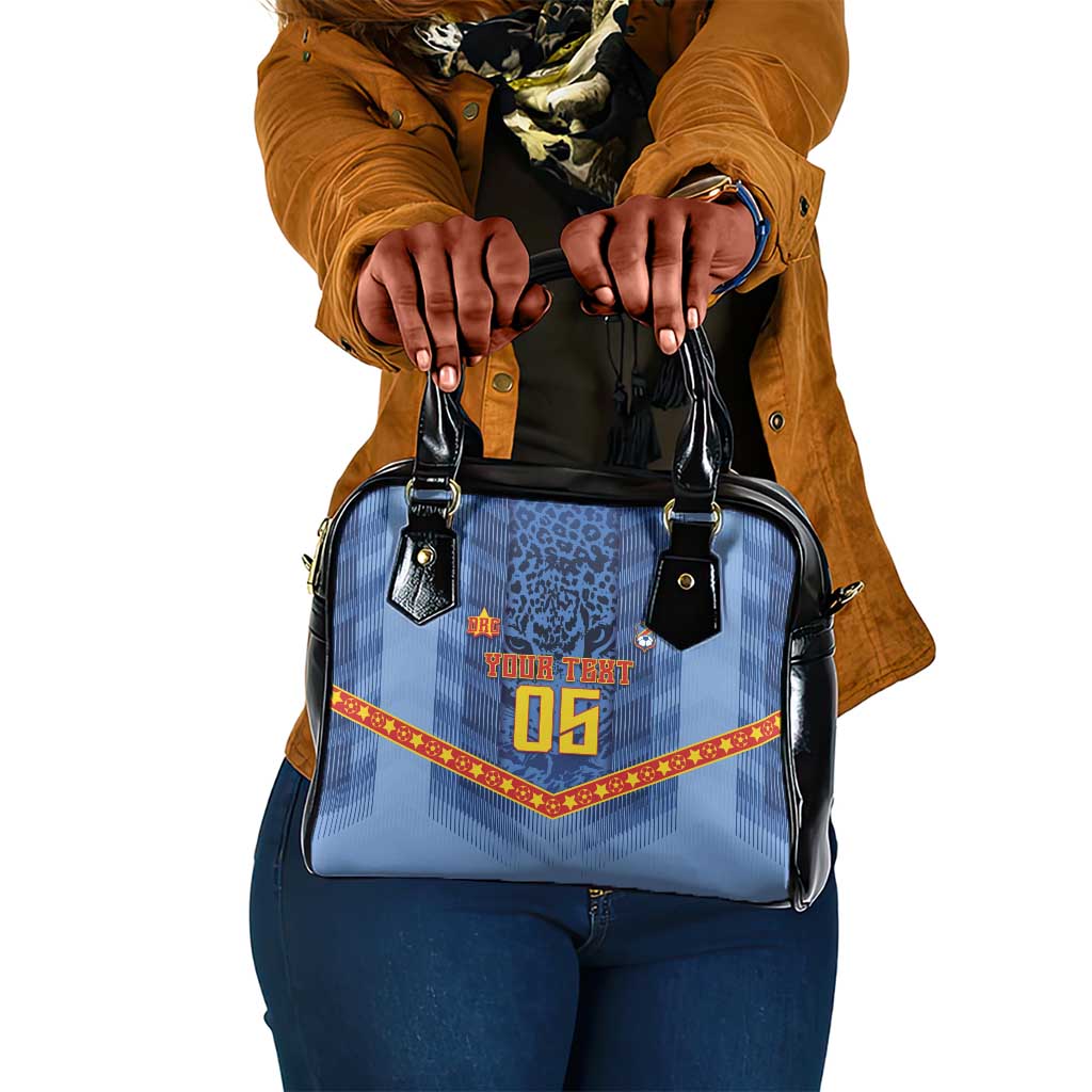 Custom DR Congo Football Shoulder Handbag Leopard Jaguar Tribal Pattern With Flags