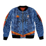 Custom DR Congo Football Sleeve Zip Bomber Jacket Leopard Jaguar Tribal Pattern With Flags
