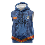Custom DR Congo Football Sleeveless Hoodie Leopard Jaguar Tribal Pattern With Flags