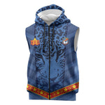 Custom DR Congo Football Sleeveless Zip Hoodie Leopard Jaguar Tribal Pattern With Flags