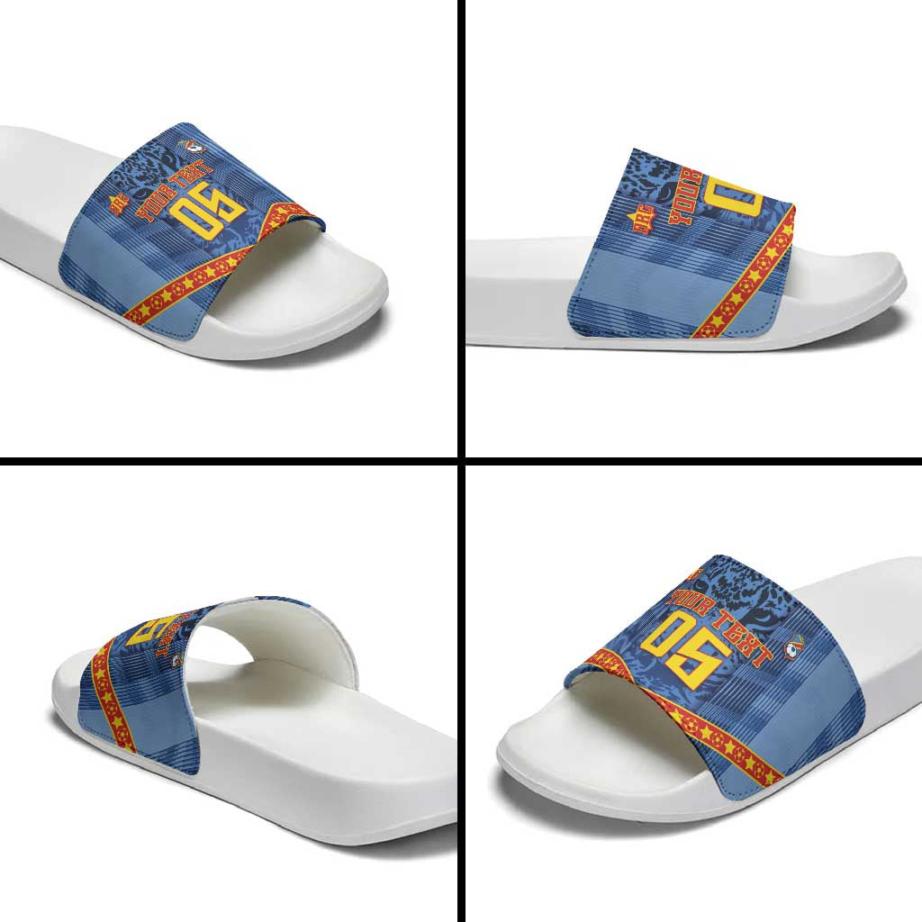 Custom DR Congo Football Slide Sandals Leopard Jaguar Tribal Pattern With Flags