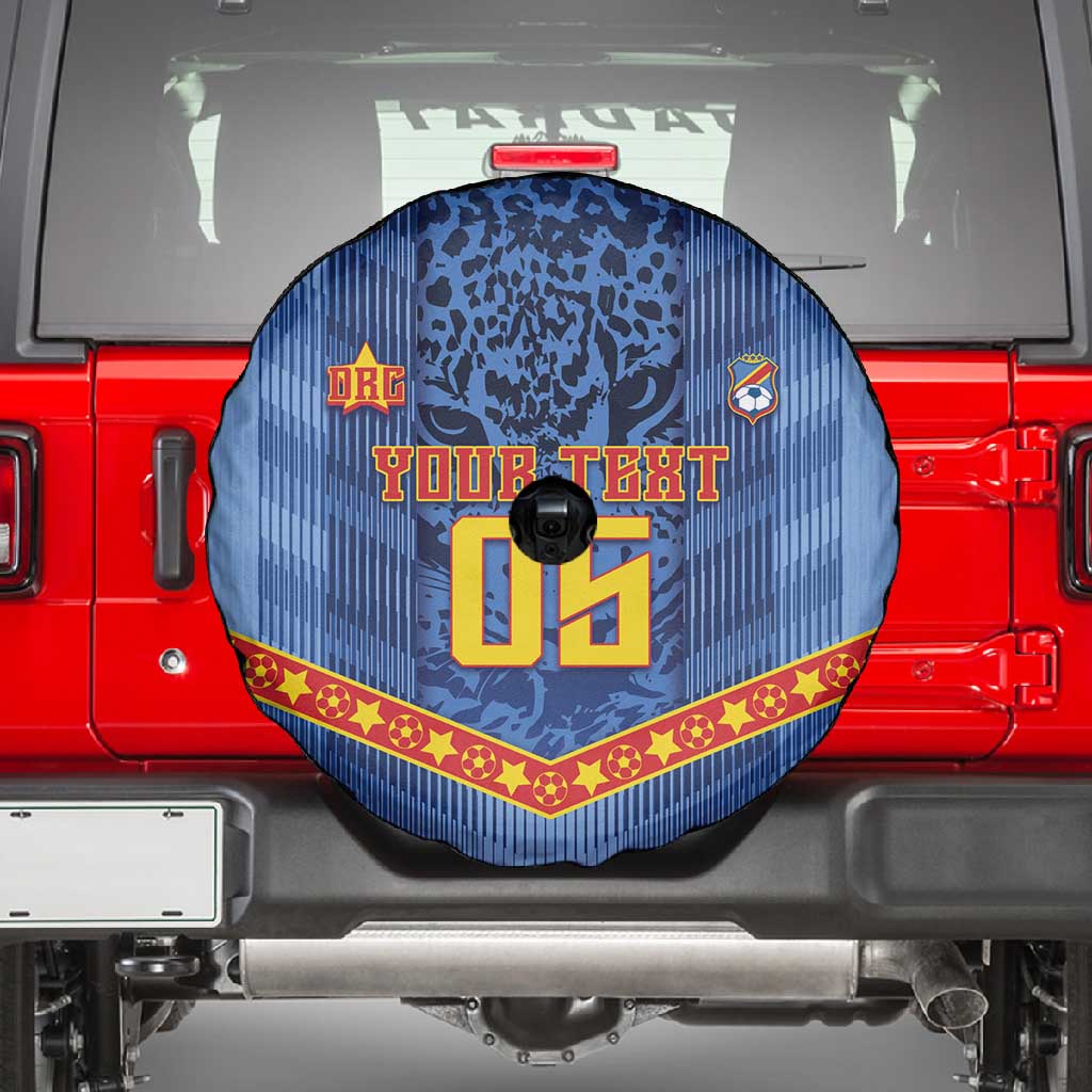 Custom DR Congo Football Spare Tire Cover Leopard Jaguar Tribal Pattern With Flags