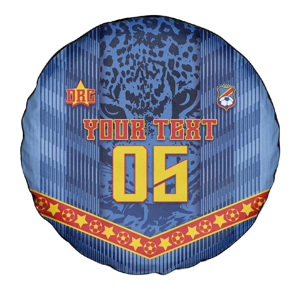 Custom DR Congo Football Spare Tire Cover Leopard Jaguar Tribal Pattern With Flags