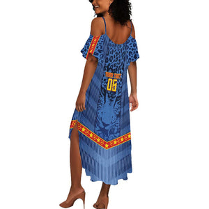Custom DR Congo Football Summer Maxi Dress Leopard Jaguar Tribal Pattern With Flags