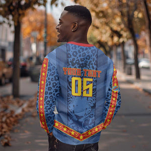 Custom DR Congo Football Sweatshirt Leopard Jaguar Tribal Pattern With Flags