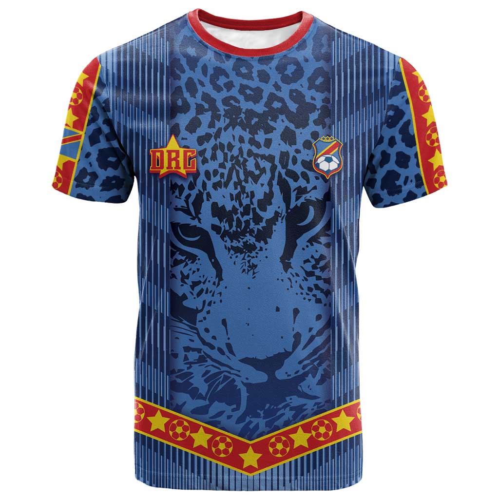 Custom DR Congo Football T shirt Leopard Jaguar Tribal Pattern With Flags
