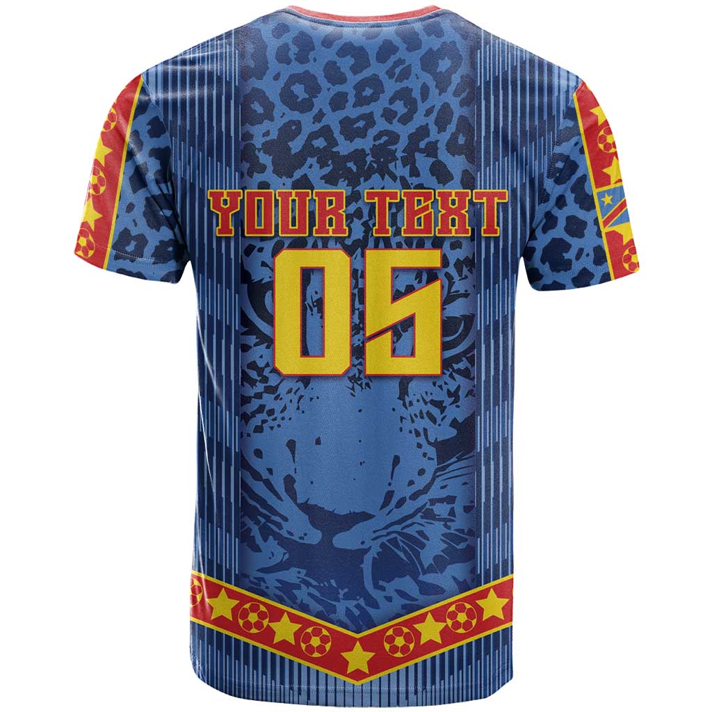 Custom DR Congo Football T shirt Leopard Jaguar Tribal Pattern With Flags