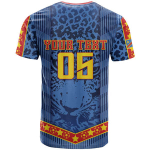 Custom DR Congo Football T shirt Leopard Jaguar Tribal Pattern With Flags