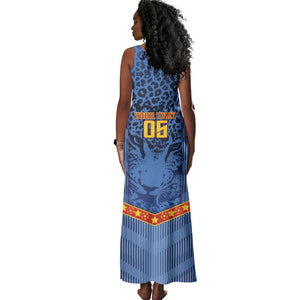 Custom DR Congo Football Tank Maxi Dress Leopard Jaguar Tribal Pattern With Flags