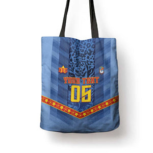 Custom DR Congo Football Tote Bag Leopard Jaguar Tribal Pattern With Flags