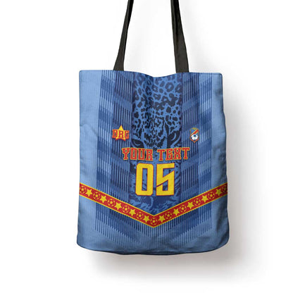 Custom DR Congo Football Tote Bag Leopard Jaguar Tribal Pattern With Flags