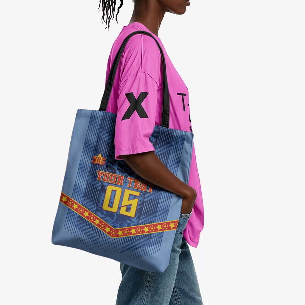 Custom DR Congo Football Tote Bag Leopard Jaguar Tribal Pattern With Flags