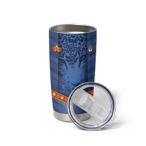 Custom DR Congo Football Tumbler Cup Leopard Jaguar Tribal Pattern With Flags