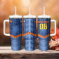Custom DR Congo Football Tumbler With Handle Leopard Jaguar Tribal Pattern With Flags