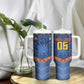 Custom DR Congo Football Tumbler With Handle Leopard Jaguar Tribal Pattern With Flags