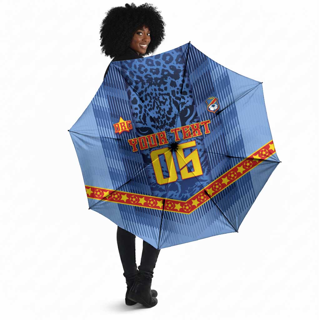 Custom DR Congo Football Umbrella Leopard Jaguar Tribal Pattern With Flags