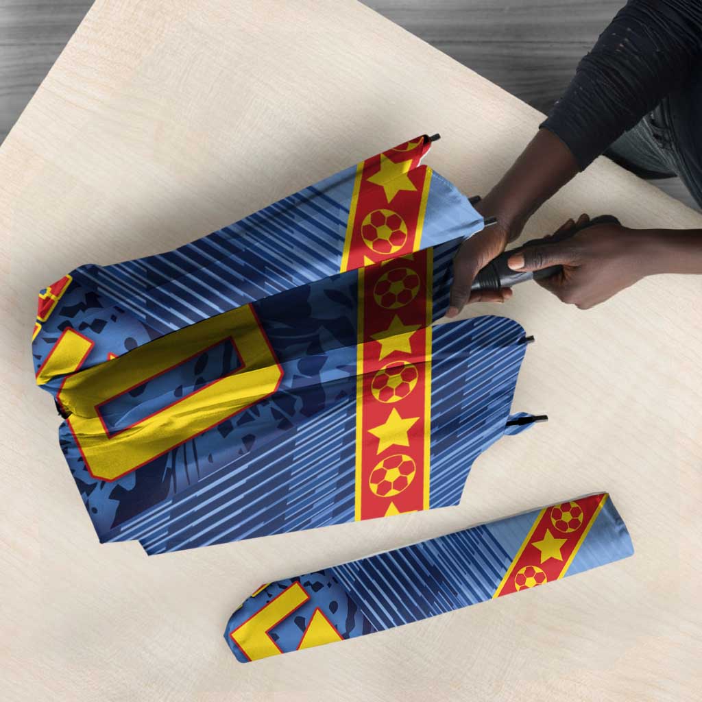Custom DR Congo Football Umbrella Leopard Jaguar Tribal Pattern With Flags