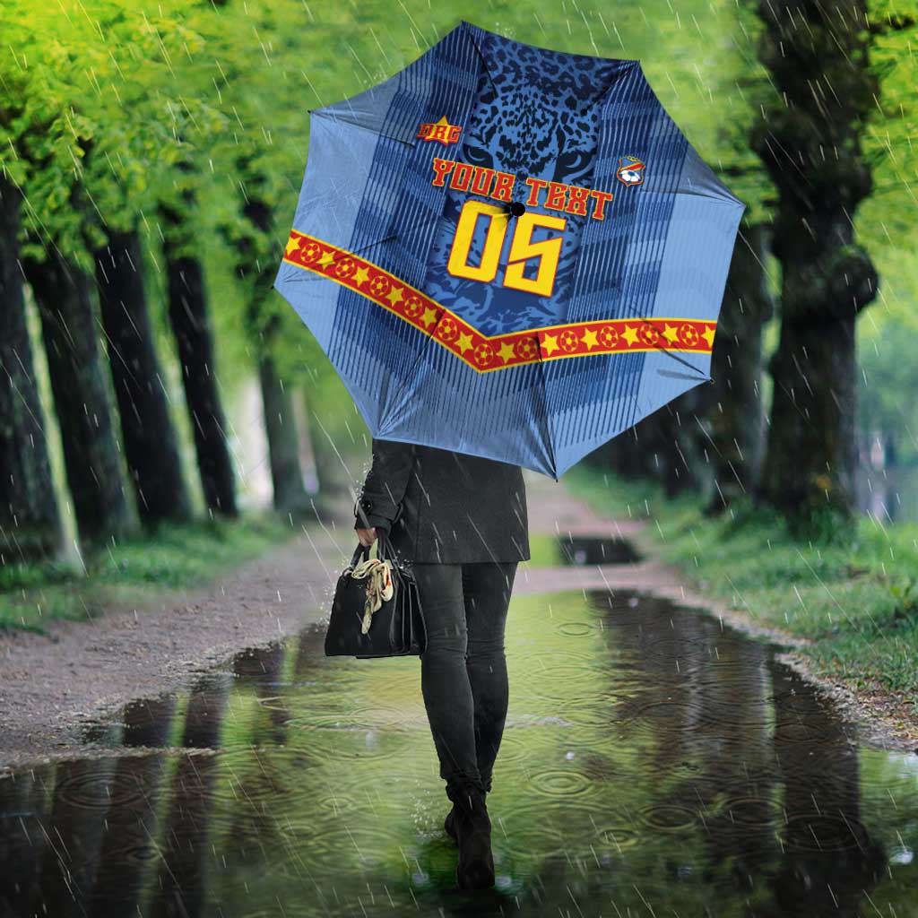 Custom DR Congo Football Umbrella Leopard Jaguar Tribal Pattern With Flags