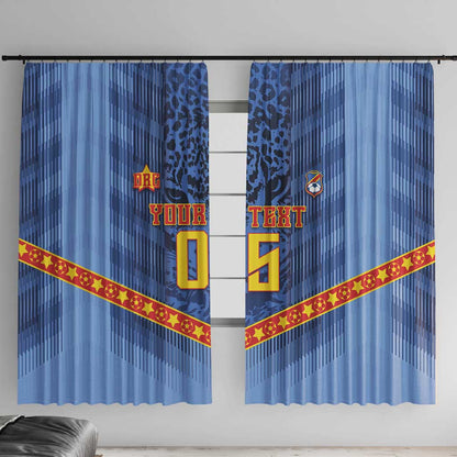 Custom DR Congo Football Window Curtain Leopard Jaguar Tribal Pattern With Flags
